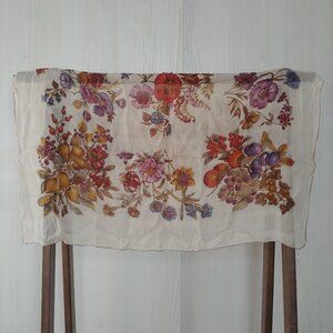 Vintage 100% silk square scarf made in Italy purple blue flowers and berries